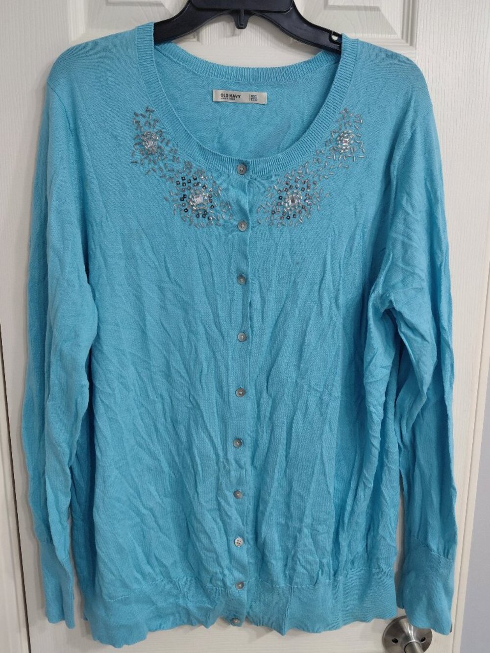 Old Navy Blue Beaded Cardigan